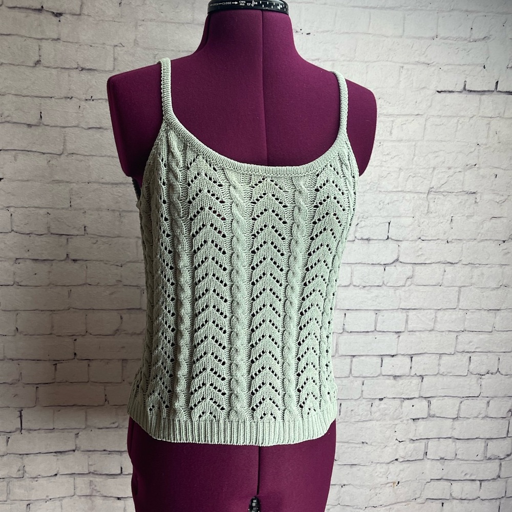 Light sage green knit tank top S/M